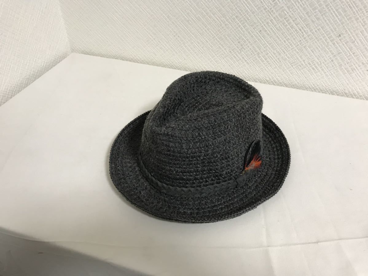 本物フジFUJIニット中折れハット帽子ボウシメンズレディースサーフアメカジビジネススーツグレー日本製S拍卖