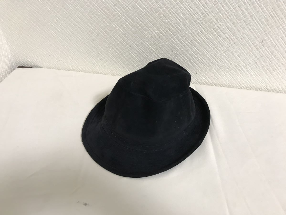 本物カントリーCOUNTRY本革スエードレザー子牛ハット帽子ボウシメンズレディースアメカジビジネススーツ黒ブラック拍卖