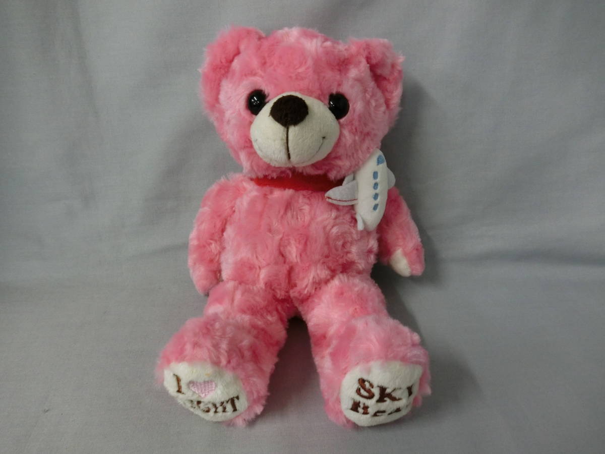 Fujisey ご当地ベア 空港限定 スカイベア SKY Bear ぬいぐるみ ピンク モコモコ テディベア 全長:約27cm 座高:約19cm 飛行機拍卖