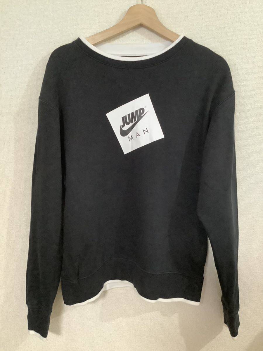 NIKE ナイキ AIR JORDAN エアージョーダン JUMP MAN ジャンプマン ロゴプリント スウェット ブラック スポーツ 古着拍卖
