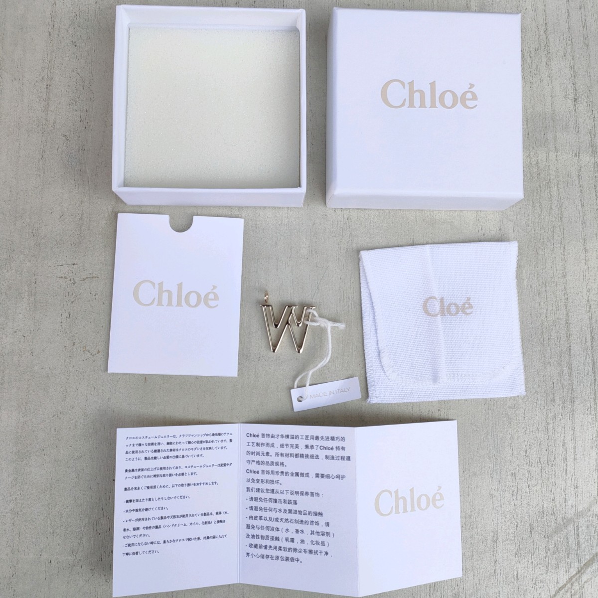 【付属有/イタリア製】新品同様/クロエChloe/イニシャル/アルファベット/ブラス/真鍮/W/チャーム/ペンダントトップ/ヘッド/SA0732/0021/拍卖