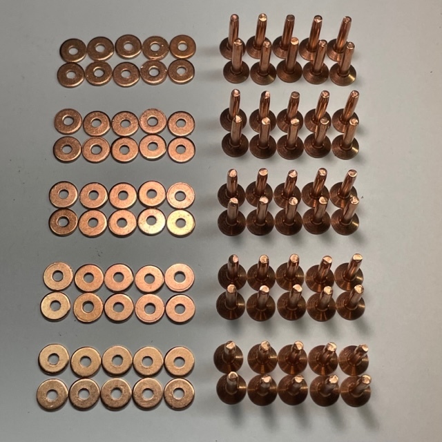 【送料無料】50個セット リベット銅製 コッパー フラットヘッド拍卖