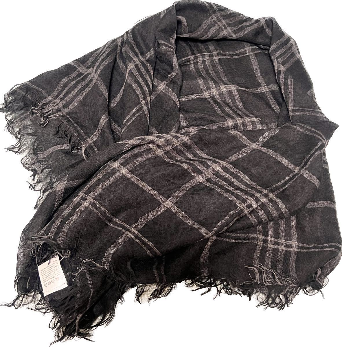 未使用品! ストール 黒 チェック ブラック ウィンドウペン拍卖