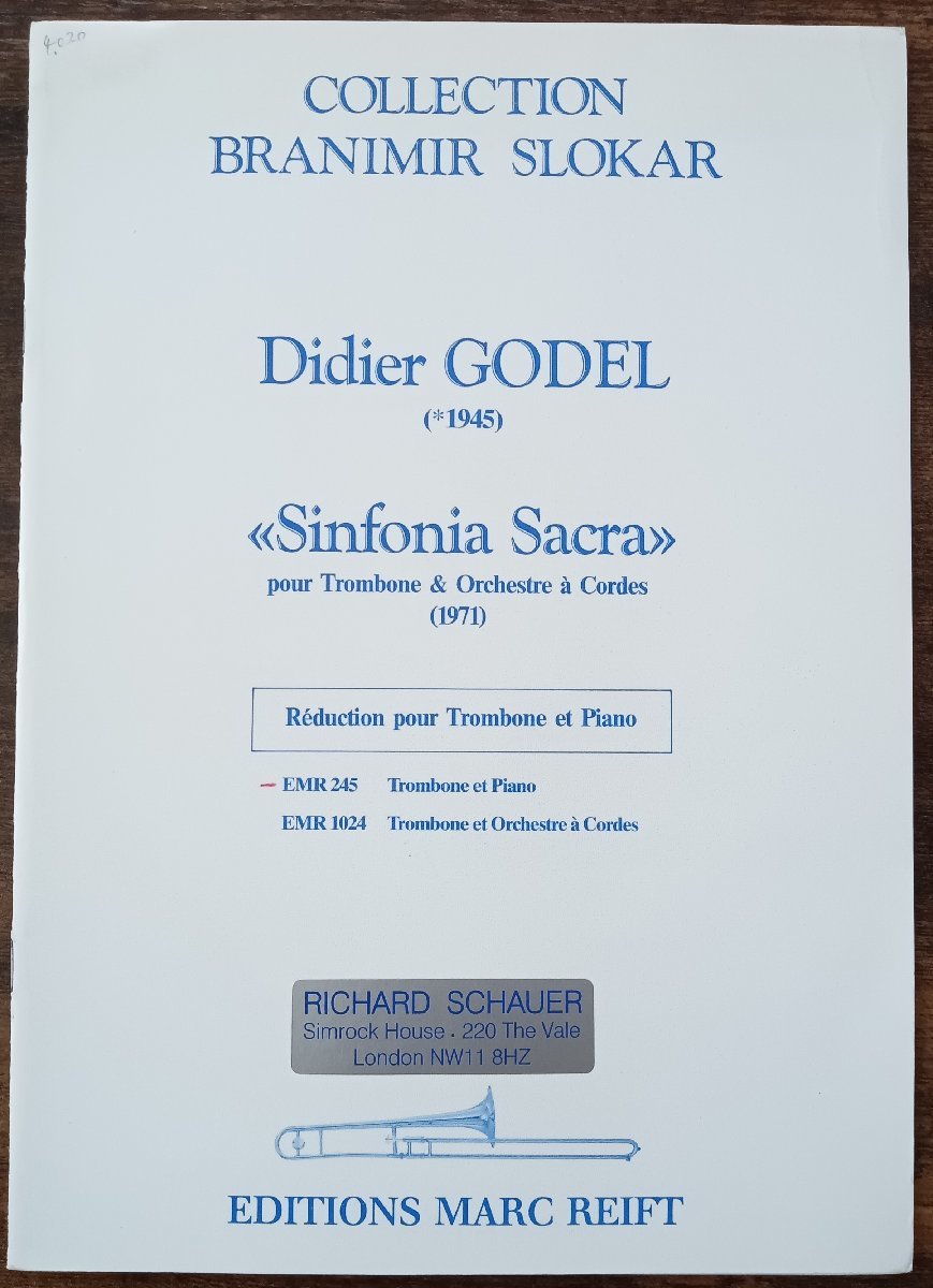 送料無料 トロンボーン楽譜 ディディエ・ゲーデル:シンフォニア・サクラ 試聴可 トロンボーン&ピアノ拍卖