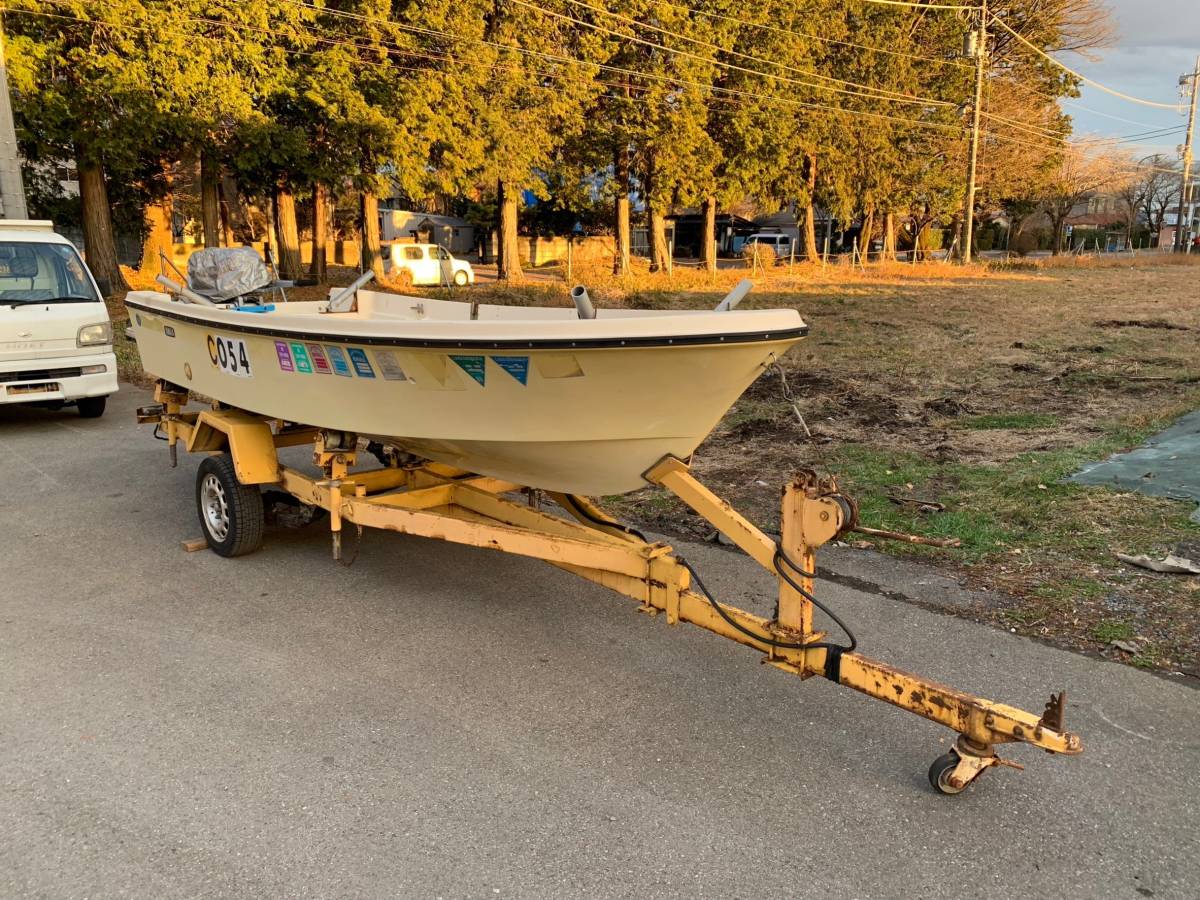 ヤマハ 15フィート 9.9馬力 2ストローク エンジン 台車付 中古 船外機 和船 汽船 ボート 船 15ft拍卖