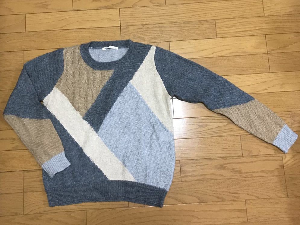 ehka sopo SM2 サマンサモスモス 切替えカラーグレー 長袖 クルーネック ニット サイズM拍卖