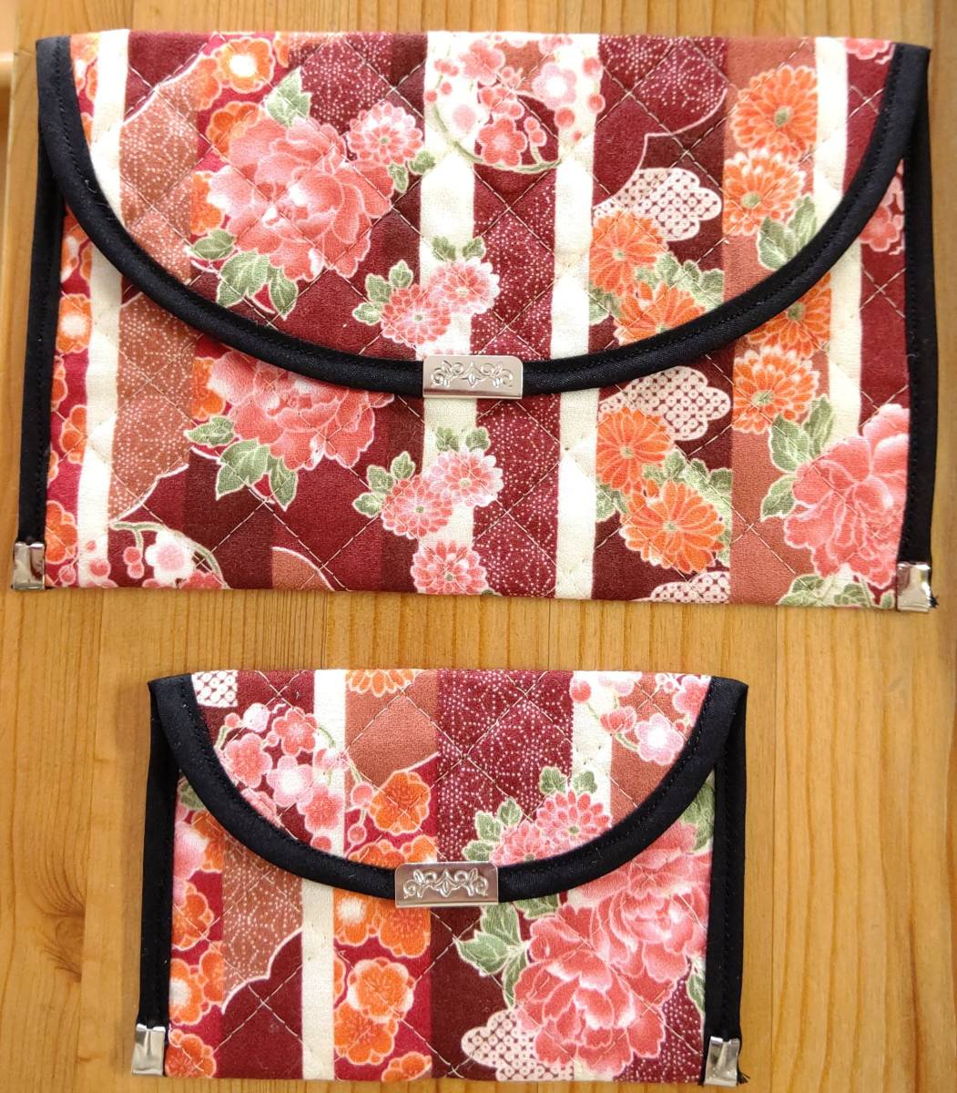 和柄 ポーチ 大小 2つセット エンジ系 日本 Japan拍卖