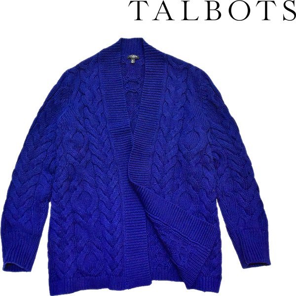 1点物◆USAブランドTALBOTS紺ケーブル編みカーディガン古着レディース3XLメンズOKアメカジ90sストリート/スポーツ/ニットセーター371526拍卖