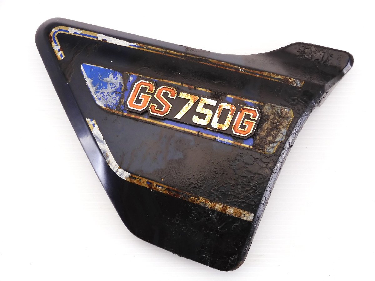 80【評価B】 GS750 GS750G 当時物 実動 純正 サイド カバー カウル 右 エンブレム 付 45100 R GS750E GS650 GS1000G拍卖