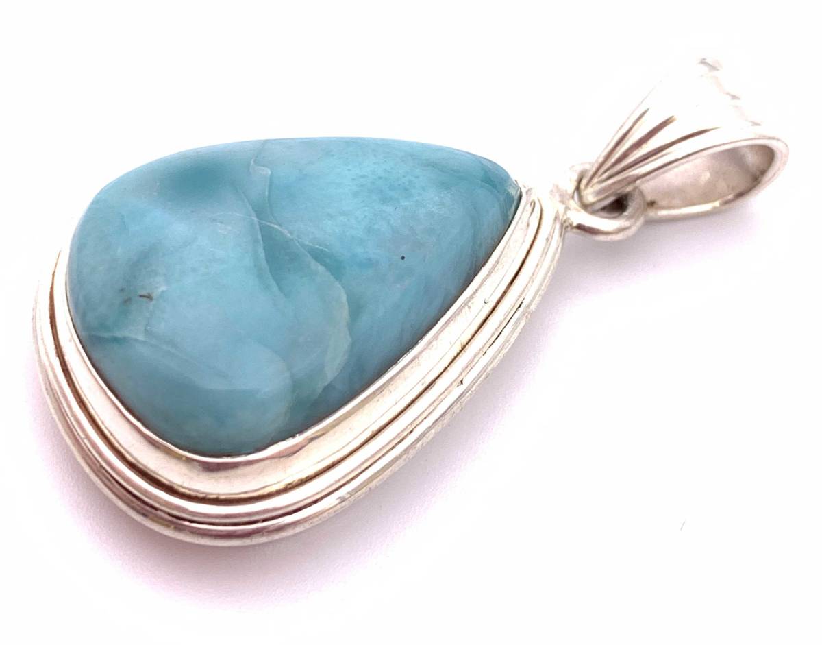 天然石ラリマーsilver925トップ/HANDMADE-11拍卖