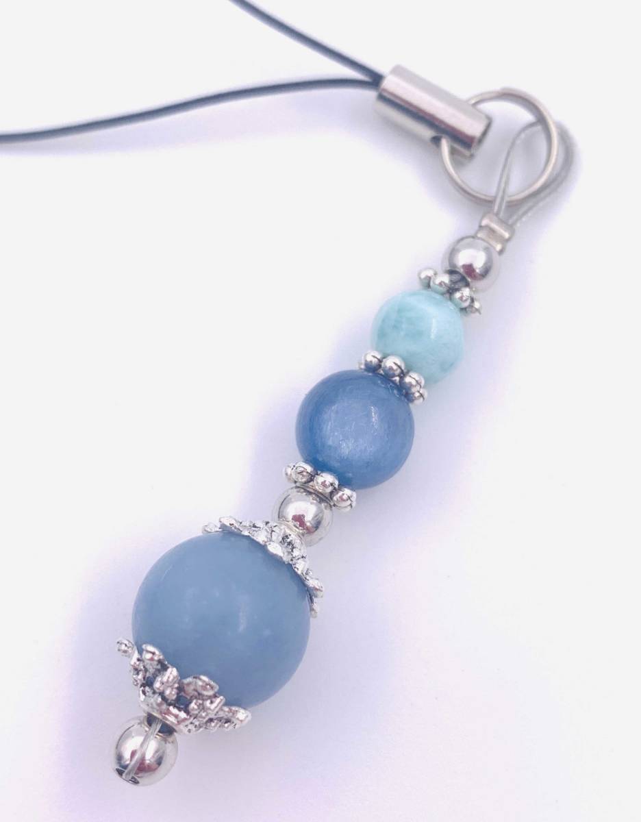 天然石カヤナイト&エンジェライト&ラリマーのストラップ拍卖