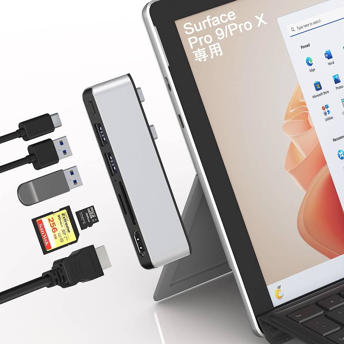 Surface Pro 9/10/11 USB ハブ USB-C Thunerbolt 4拍卖