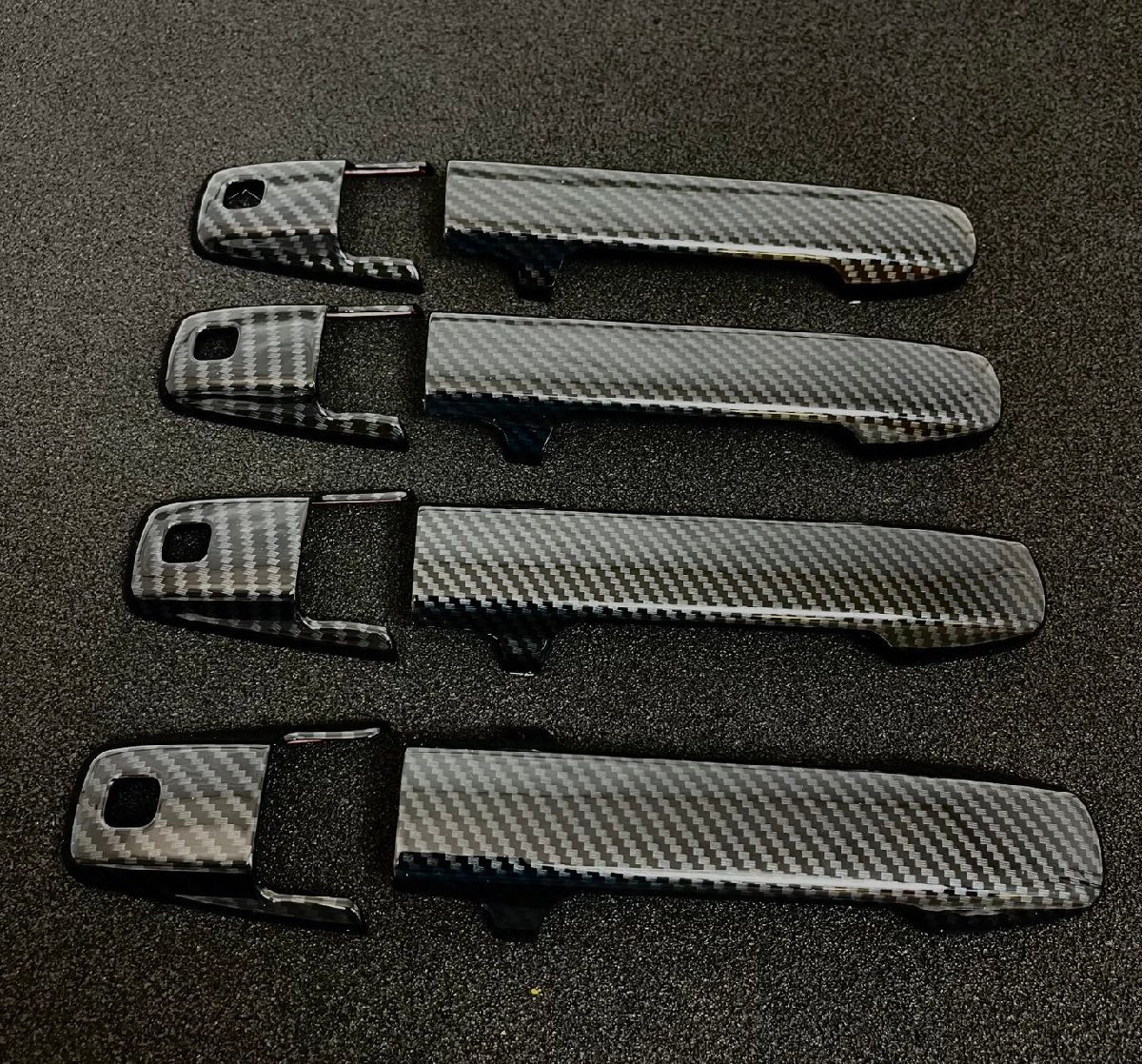 スポーティ全開♪ カーボン ルック ドアハンドル カバー スペーシアカスタム MK53S ハイブリッドGS ハイブリッドXS ハイブリッドXSターボ拍卖