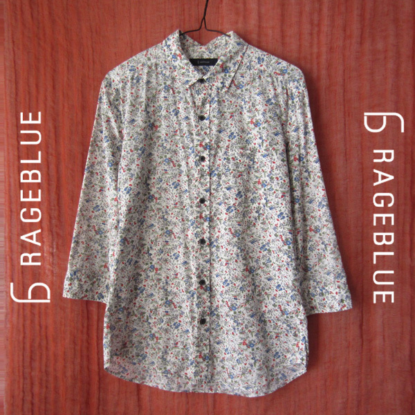 美品 RAGE BLUE/レイジブルー★ 花柄 コットン 七分袖シャツ拍卖