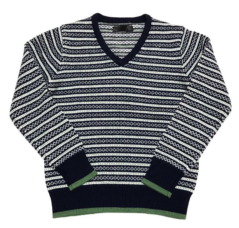 ast 総柄 Vネック ハイゲージ ニット拍卖