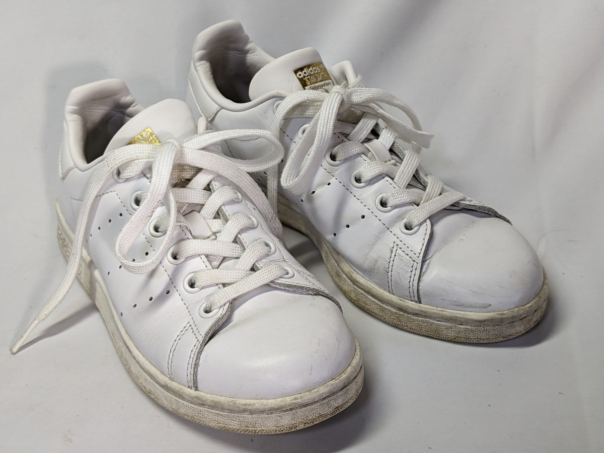 adidas スタンスミス スニーカー アディダス ホワイト STAN SMITH 靴 22.5cm ゴールド 金拍卖