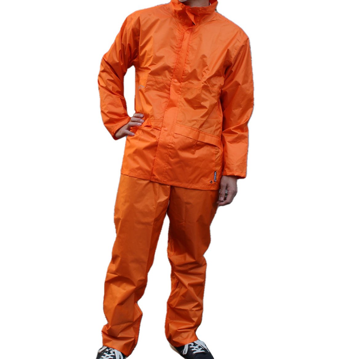 3~4日以内発送 レインウェア 上下 (オレンジ/5L) 耐水圧15,000mm レインスーツ レインコート アウトドア 軽量 防水 無地拍卖