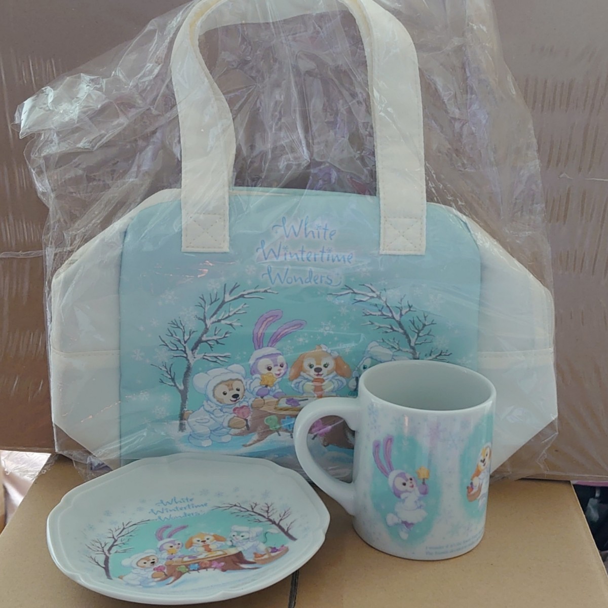 ディズニーシー ホワイトウィンタータイムワンダーズ スーベニアランチケース カップ プレート 即決です拍卖