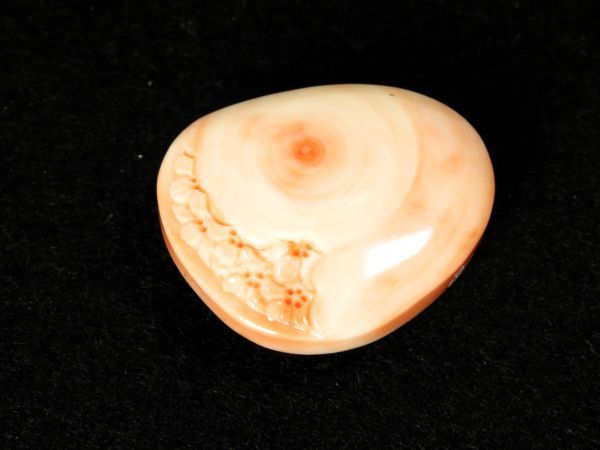 【6789】和装小物 (明治~大正)本珊瑚保証 帯留 重量9g(初品・買取品)拍卖