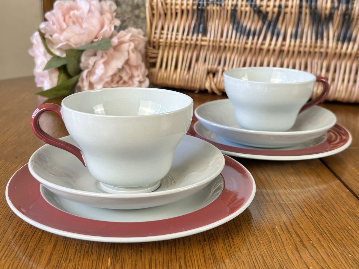 イギリス1953-1954年ウェッジウッド Wedgwood 「ウインザー グレイ」 トリオ(カップ ソーサー ケーキプレート) 2客拍卖