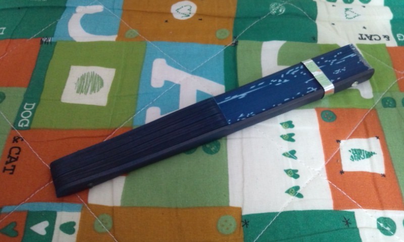 〇【新品・未使用】扇子 ダイヤ柄 ブルー ⑤拍卖