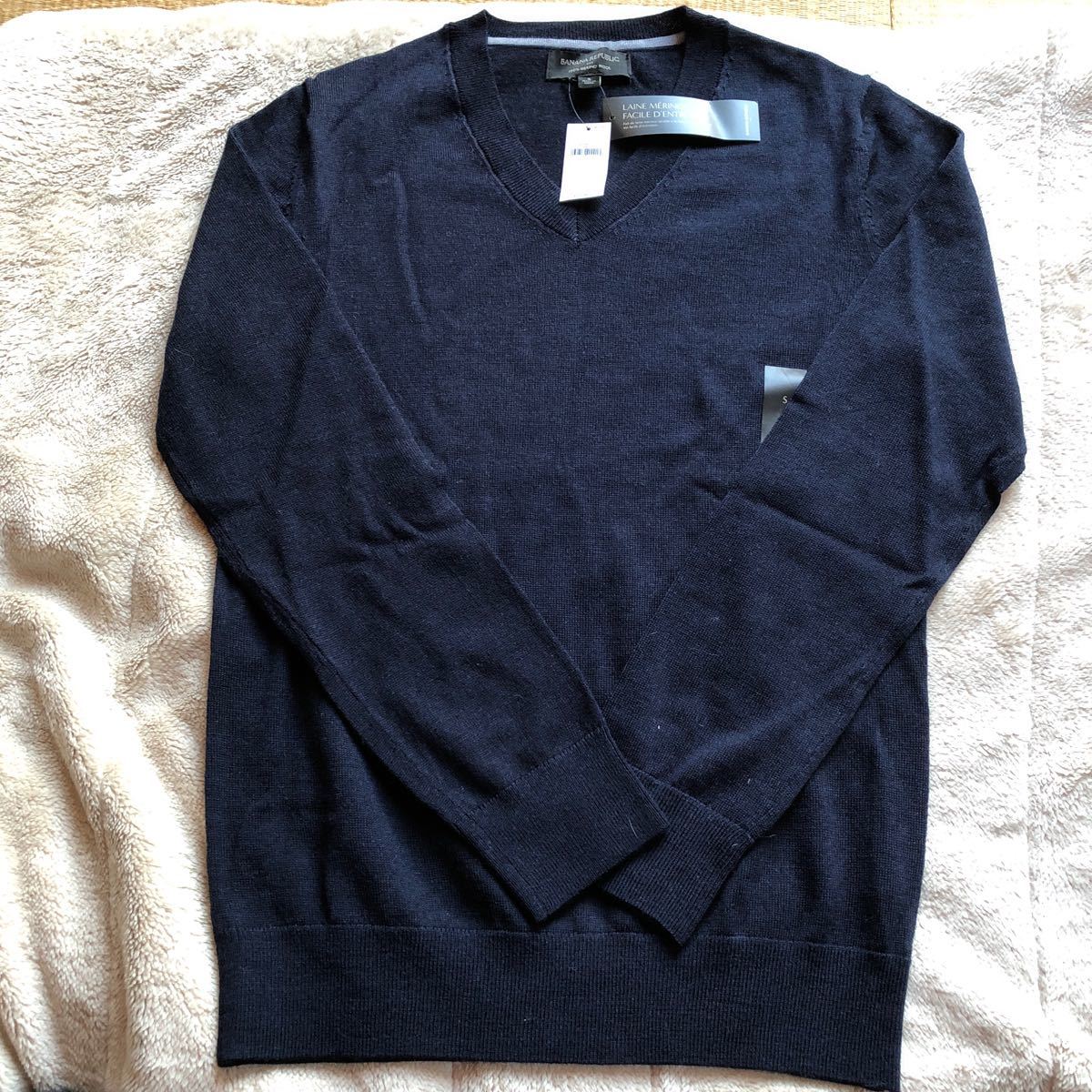 ★バナナリパブリック 100%メリノウール 長袖セーター M(日本サイズ)濃紺 新品 定価8290円★拍卖