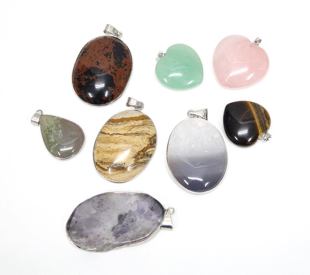ペンダントトップ 8点セット【A】 天然石 ネックレス アクセサリー パワーストーン アメジスト クォーツ フローライト アゲート 他 1021137拍卖