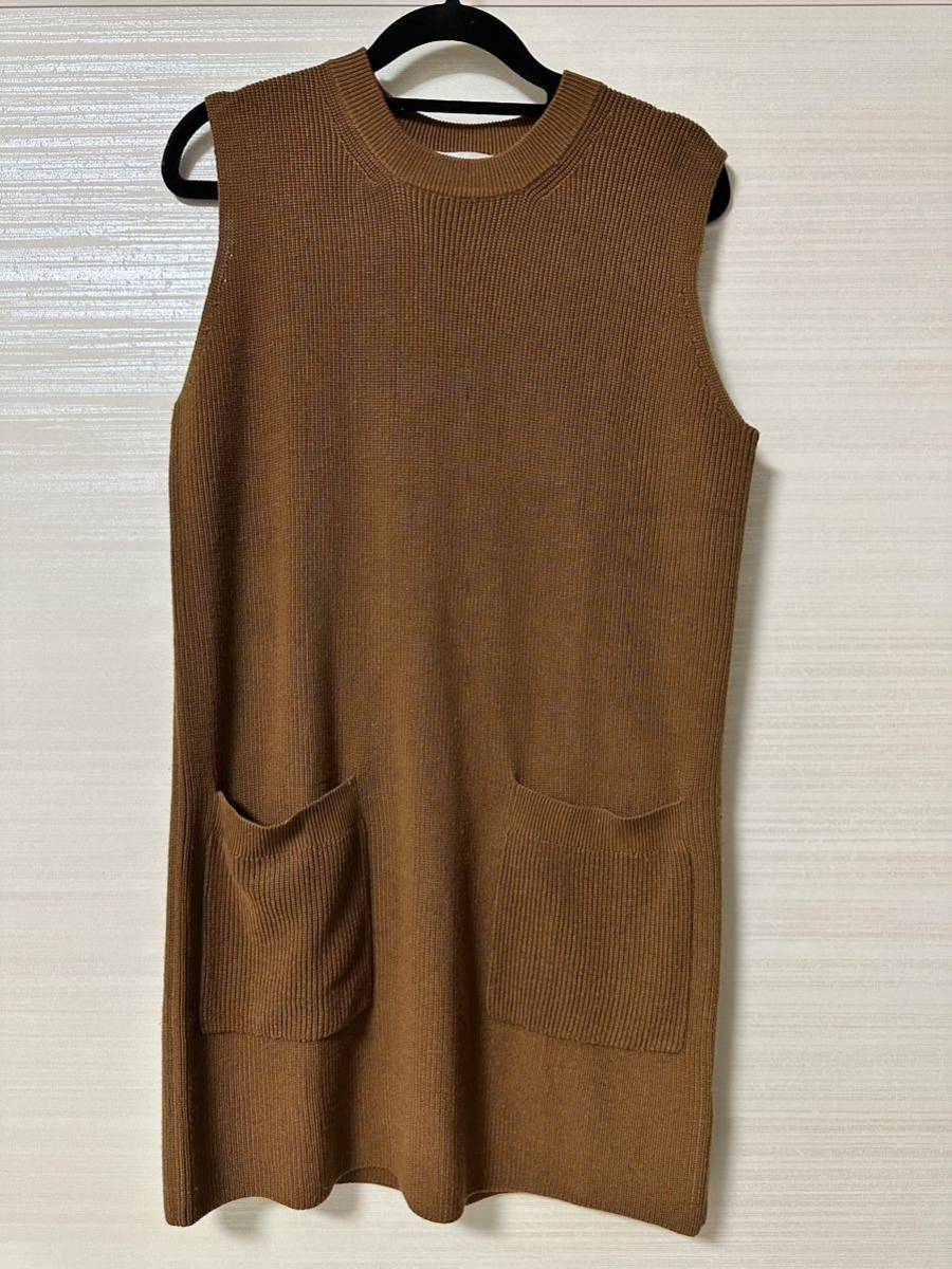 スタジオクリップ ロングベスト ブラウン ニット ワンピ ベスト M拍卖