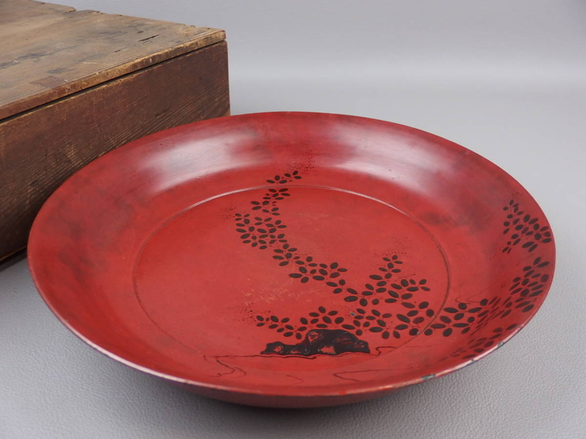 【骨董・茶道具】★古い 木製 漆器★★漆絵萩文大鉢 er052wb.8 根来 仏教美術 菓子器 盛鉢 平鉢 和食器 修二会 二月堂拍卖