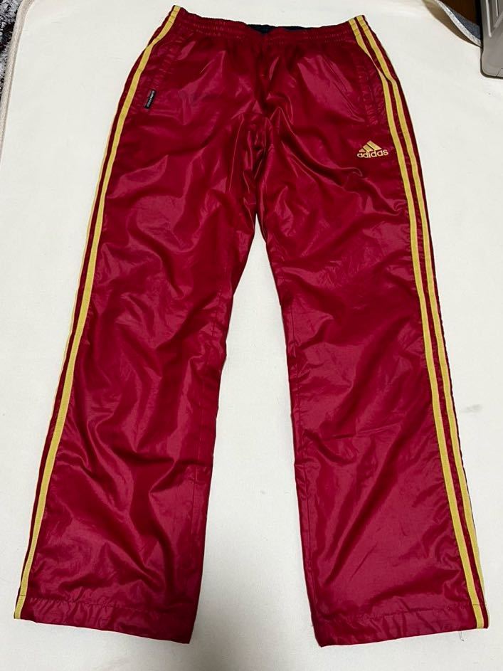adidas アディダス パンツ Lサイズ 赤 レッド ナイロンパンツ 裏起毛 CLIMAPROOFトレーニング拍卖