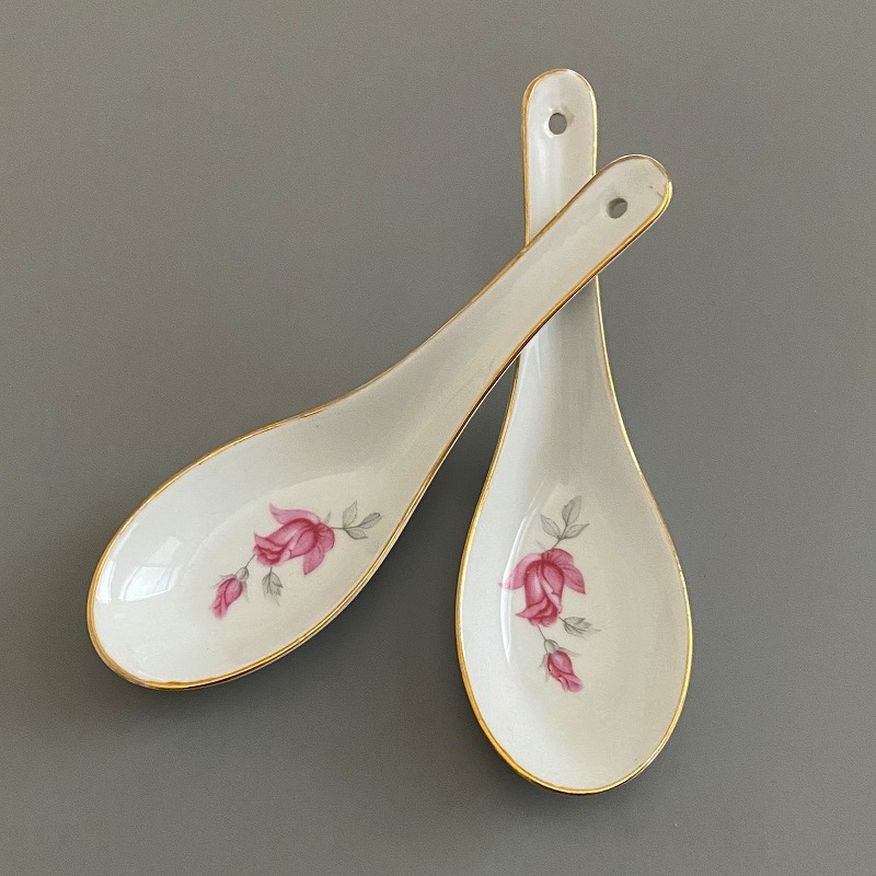 台湾レトロ◆レンゲ バラ柄 ピンク 金縁◆ヴィンテージ ya472610p拍卖