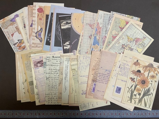 ◆海外素材紙 メモ 背景紙 柄違いセット【11】60枚 アンティーク おすそ分け・手帳・日記・ジャンクジャーナル・コラージュに拍卖