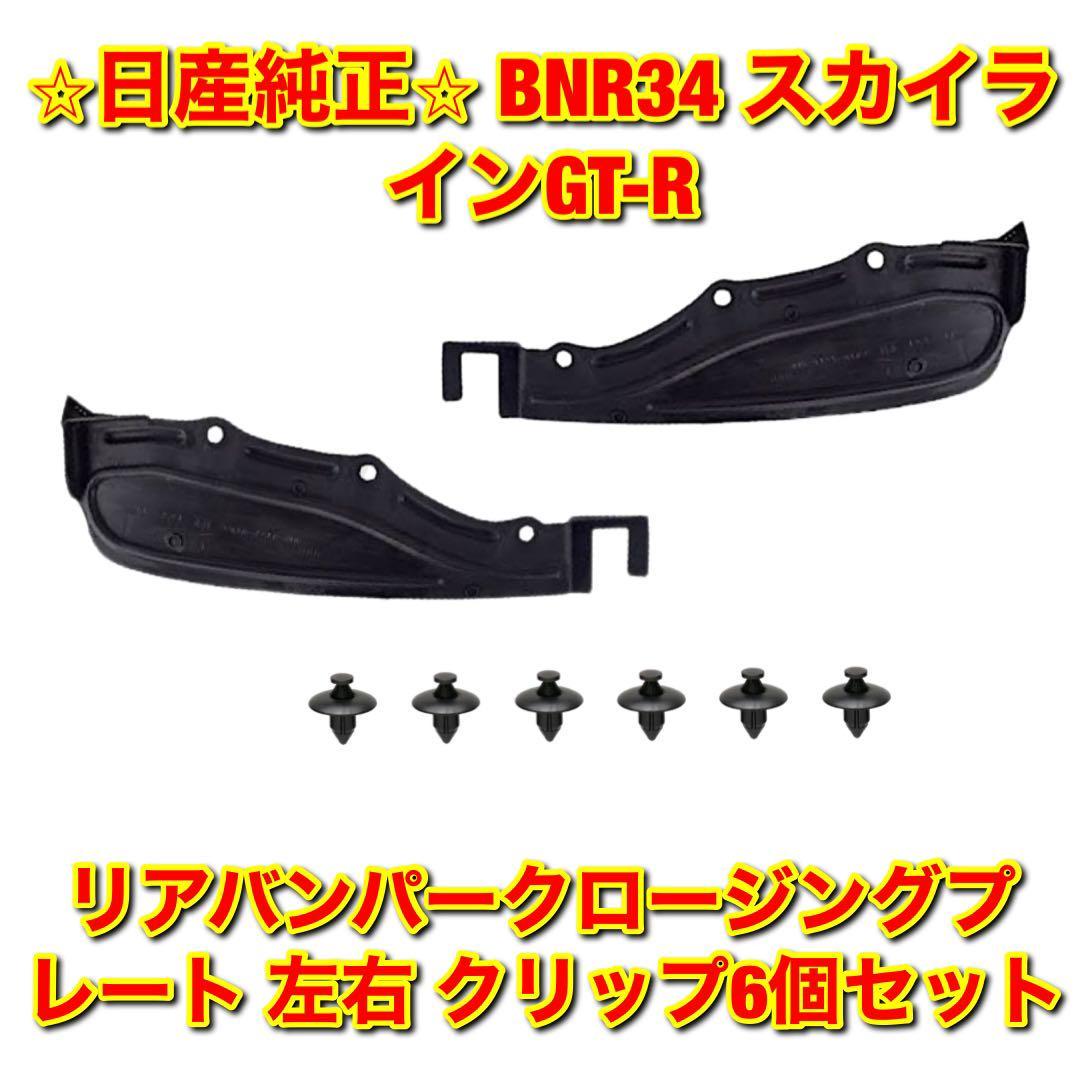 【新品未使用】日産 スカイラインGT-R BNR34 リアバンパークロージングプレート マッドフラップ 泥除け 左右 クリップ6個セット 純正部品拍卖