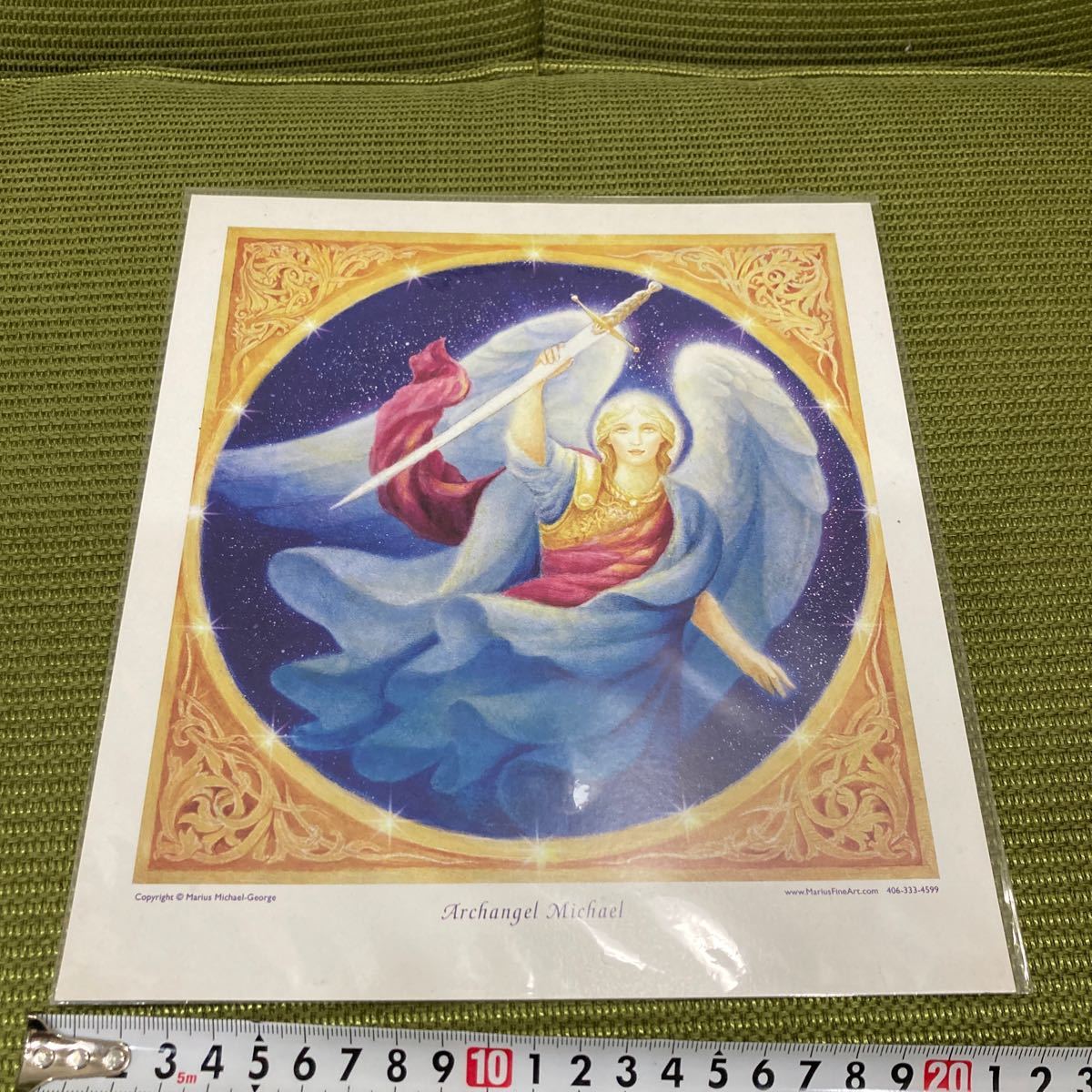 YK-5512 未使用品 長期保管品 エンジェルアート 小 #天使の絵 約24cm×約21.5cm Archangel Michael インテリア拍卖