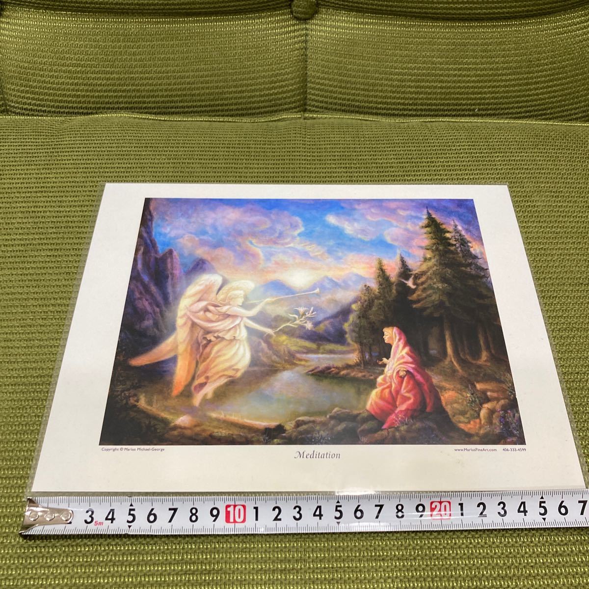 YK-5414 未使用品 長期保管品 エンジェルアート 小 #天使の絵 約22cm×約28cm Meditationインテリア拍卖