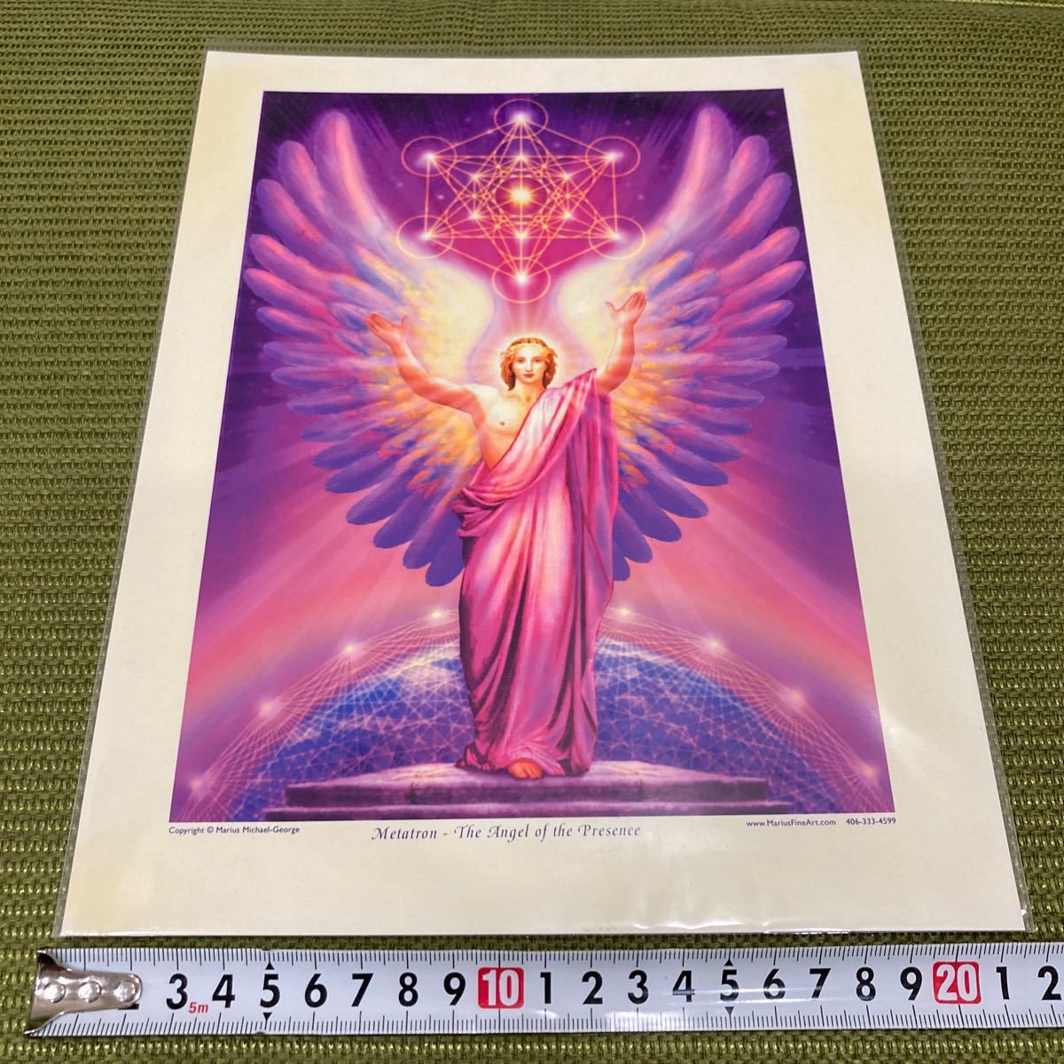 YK-5516 ※難あり 未使用品 長期保管品 エンジェルアート 小 #天使の絵 約28cm×約21cm metatron the angel of the presence インテリア拍卖