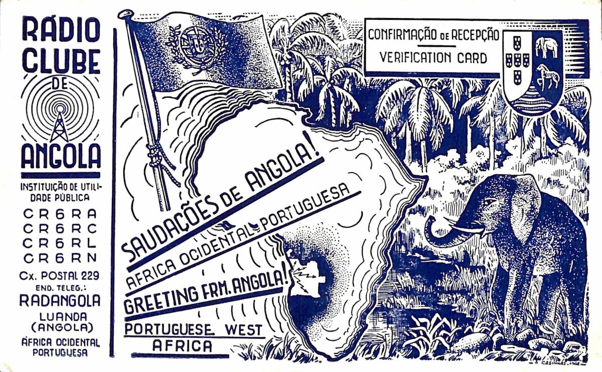 ①BCL★入手困難★希少ベリカード★RCA★アンゴラ放送★RADIO CLUBE DE ANGOLA★西アフリカ★1968年拍卖