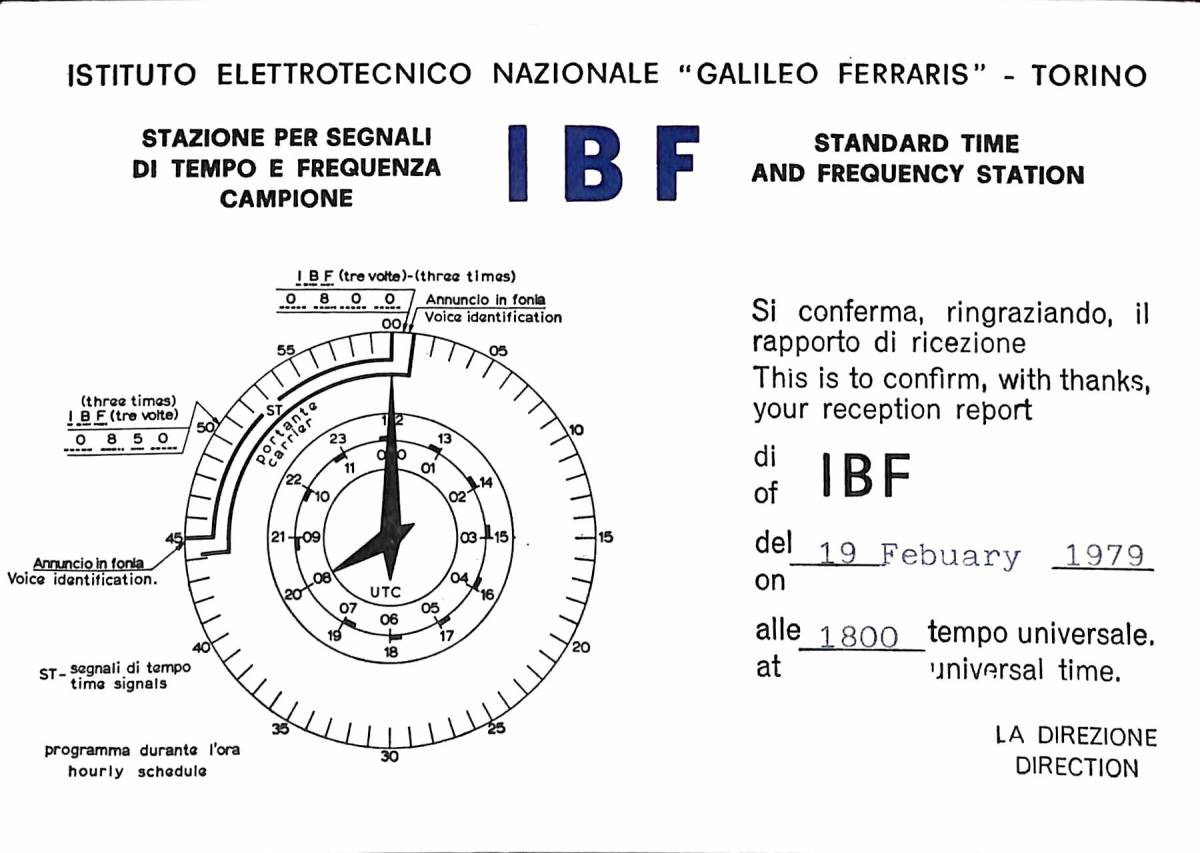 BCL★入手困難★難局ベリカード★IBF★イタリア標準周波数報時局★ミラノ★1979年拍卖