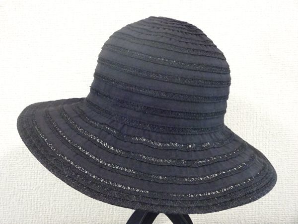 Z アトバンスハヤシ Z レディース・婦人用 黒色帽子 つば広ハット サイズ56cm キャップ 帽子 ナイロン使用拍卖
