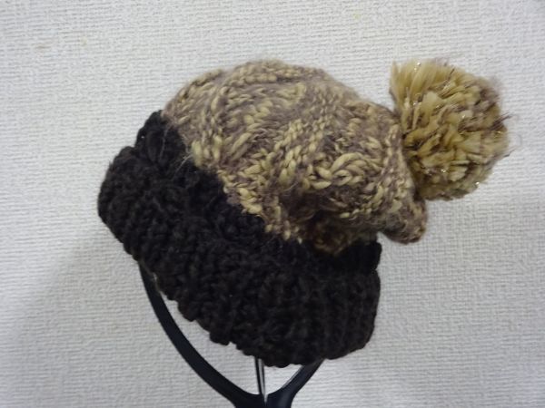 Z ステッチワークス Z レディース・ガールズ 編み込みニット帽 サイズ57cm〜59cm ベージュ色 キャップ 帽子拍卖