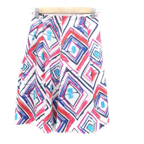 アナイ ANAYI フレアスカート ひざ丈 総柄 36 マルチカラー オフホワイト /HO28 レディース拍卖