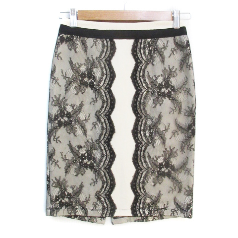 アンビエント Ambient タイトスカート ひざ丈 総レース スリット 1 白 黒 ホワイト ブラック /FF23 レディース拍卖