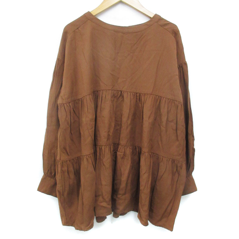 アーバンリサーチ ドアーズ チュニック ブラウス カットソー 長袖 ラウンドネック 無地 F 茶 ブラウン /FF20 レディース拍卖