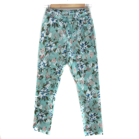 アズノウアズ ドゥバズ as know as de base テーパードパンツ ロング丈 花柄 イージー L マルチカラー エメラルドグリーン /YS8 レディース拍卖