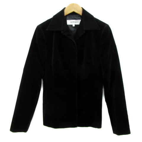 ロートレアモン LAUTREAMONT オープンカラージャケット ミドル丈 ベロア 総裏地 3 黒 ブラック /YS8 ■MO レディース拍卖