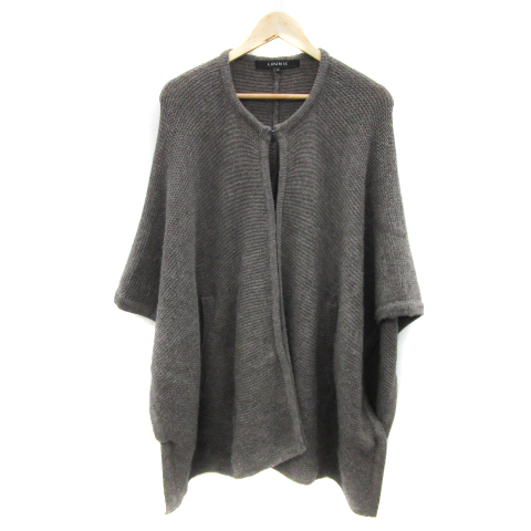 ルーニィ LOUNIE ニットカーディガン ニットポンチョ ラウンドネック 前開き ウール オーバーサイズ F グレー /YS26 レディース拍卖