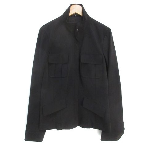 セオリー theory ミリタリージャケット ミドル丈 スタンドカラー 総裏地 ジップアップ 4 黒 ブラック /FF1 レディース拍卖