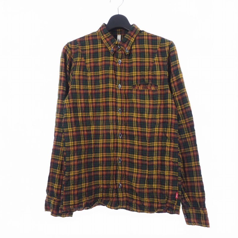 グラム glamb チェッ シャツ ネルシャツ 長袖 シワ加工 2 マルチカラー GB12SP/SH11 メンズ拍卖