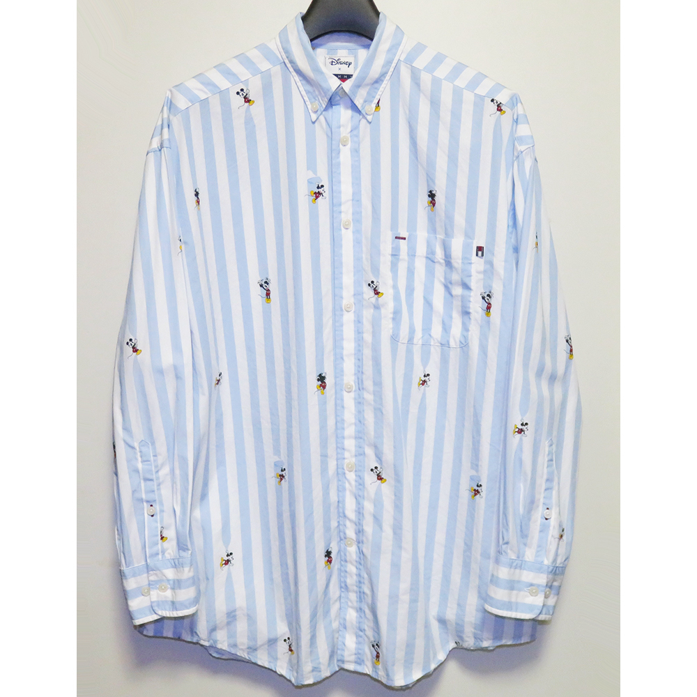 TOMMY HILFIGER × DISNEY 100周年 ミッキー ストライプBDシャツ S オーバーサイズ 美品 23SS ディズニー トミーヒルフィガー拍卖