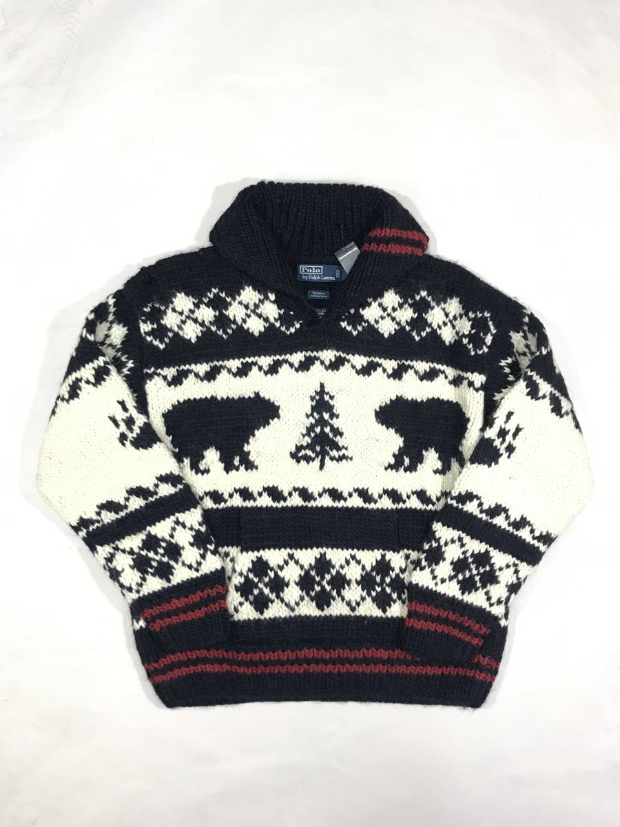 新品 14605 Lサイズ カウチンセーター ハンドニット polo ralph lauren ポロ ラルフ ローレン アルパカ ウール wool handknit拍卖